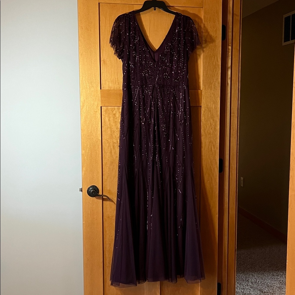 Adrianna Papell Platinum Formal Dress Size 16 in Plum Color. - Picture 2 of 10